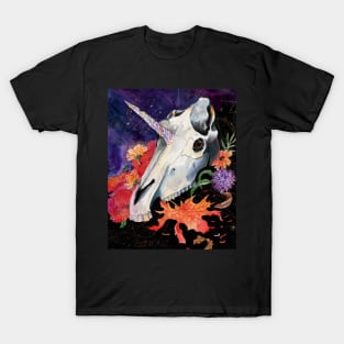 Memory Maps Orbit unicorn skull painting T-Shirt